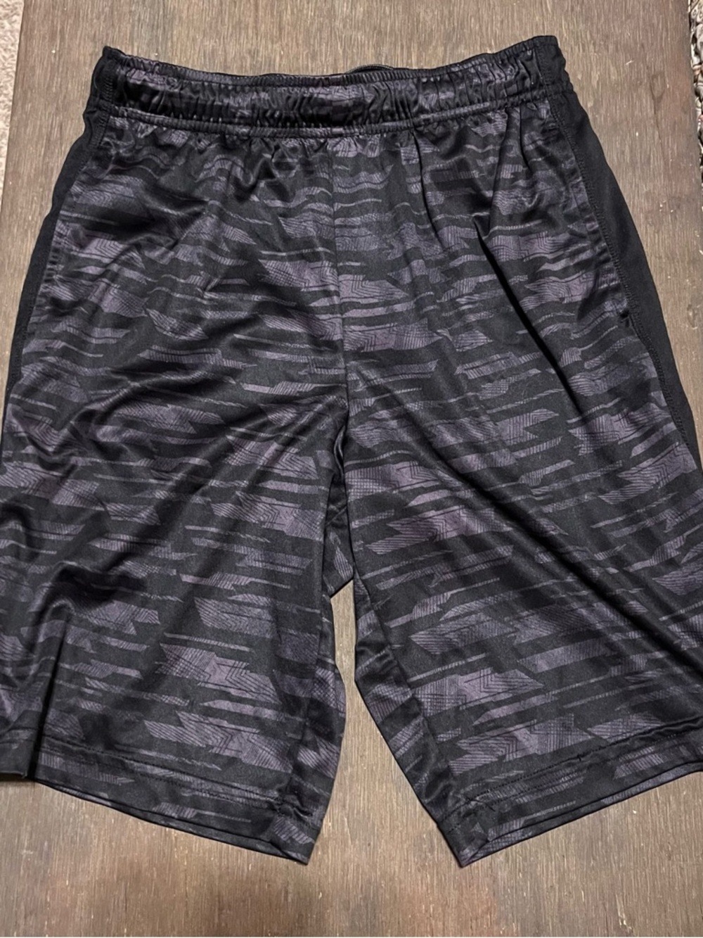 tek gear Black & Dark Gray Patterned Athletic Shorts